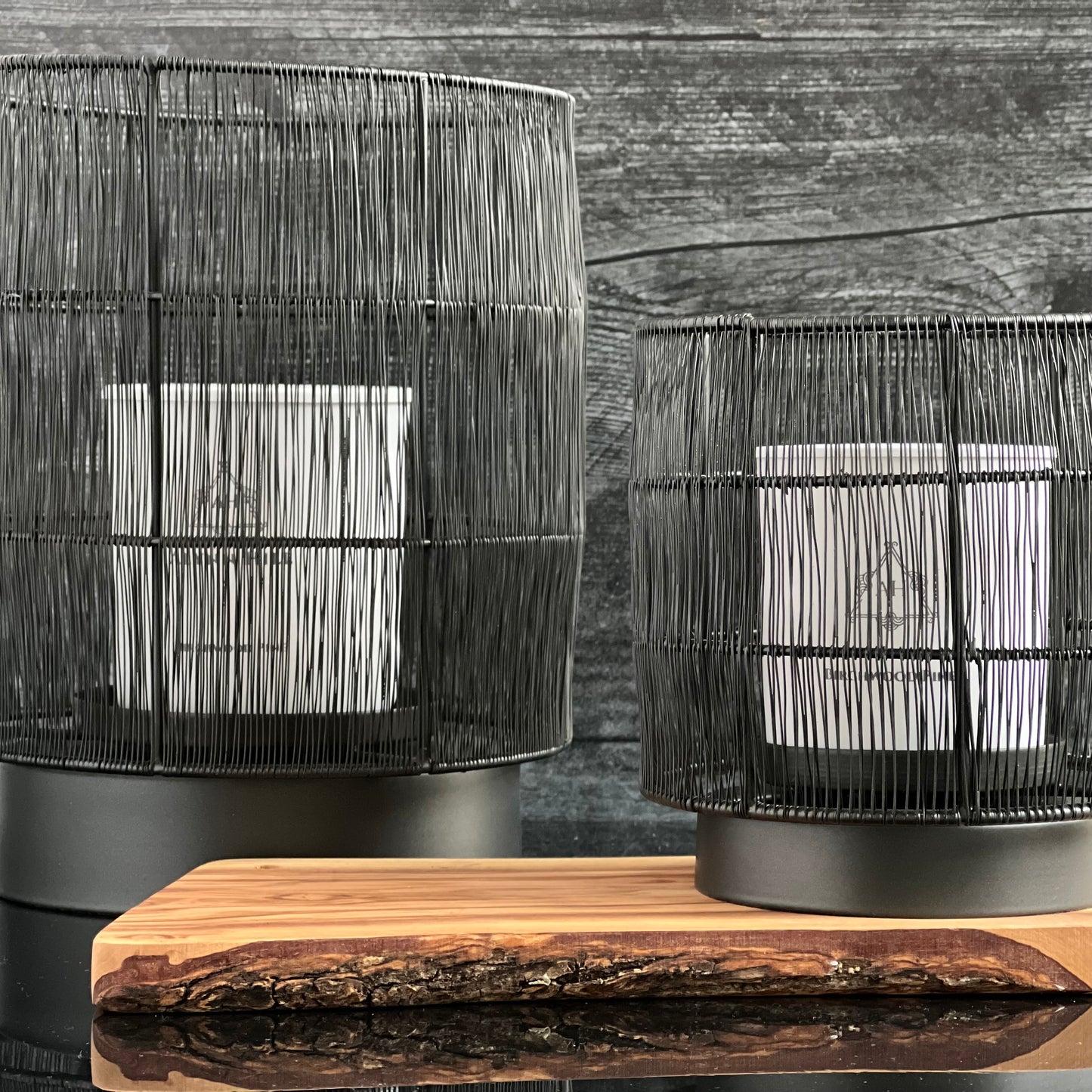 Black Wire Hurricane Candle Holder